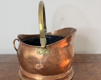 Antique copper coal scuttle