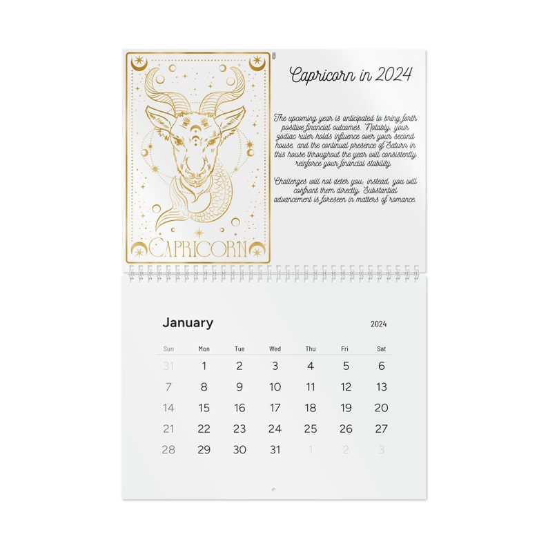 Horoscope Themed Calendar 2024, Zodiac Sign Calendar Astrology Wall