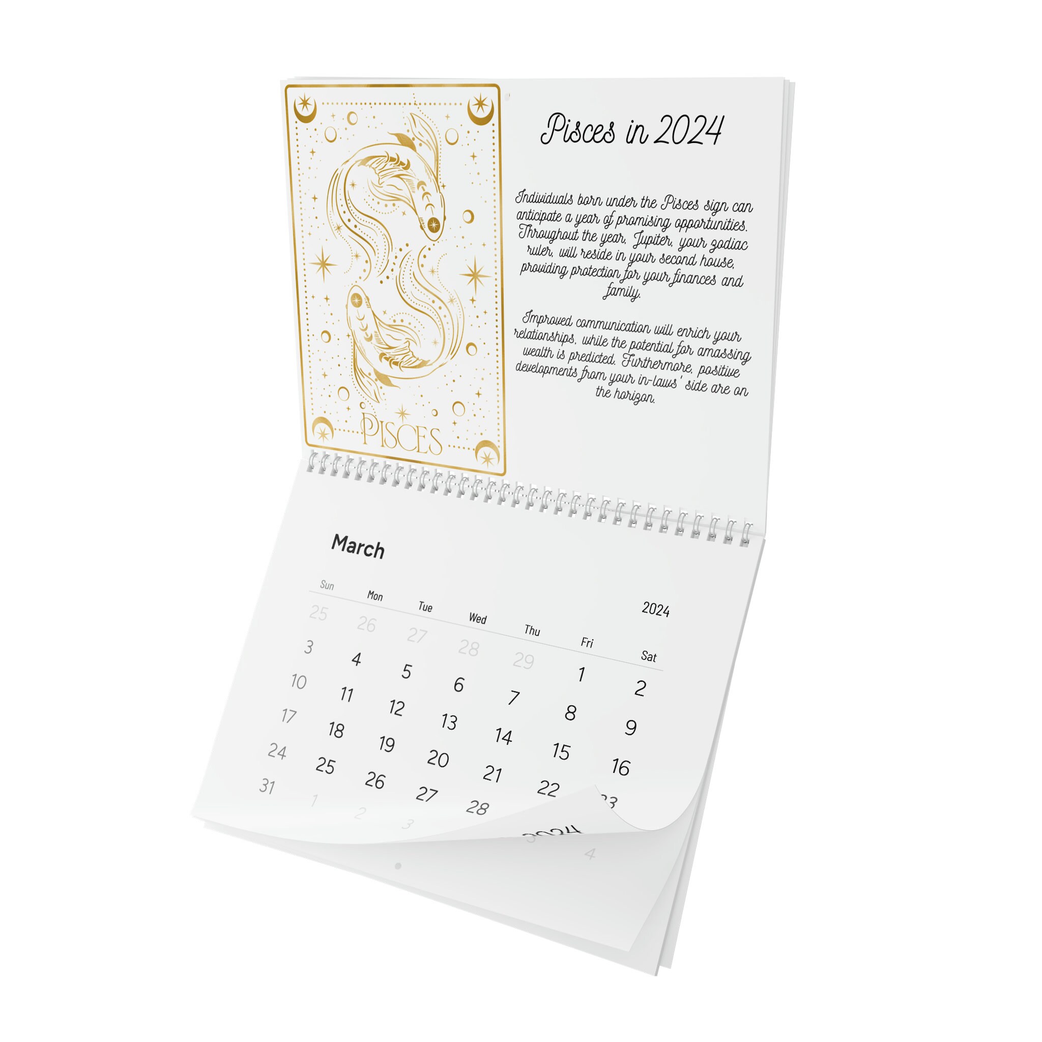 Horoscope Themed Calendar 2024, Zodiac Sign Calendar Astrology Wall