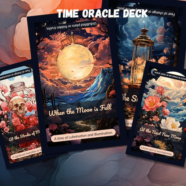 DIGITAL TIME Oracle "Timeless Divine"Deck - Unveiling the Mysteries of Time and Love - 40 Cards Original Printable Oracle with Guide Book