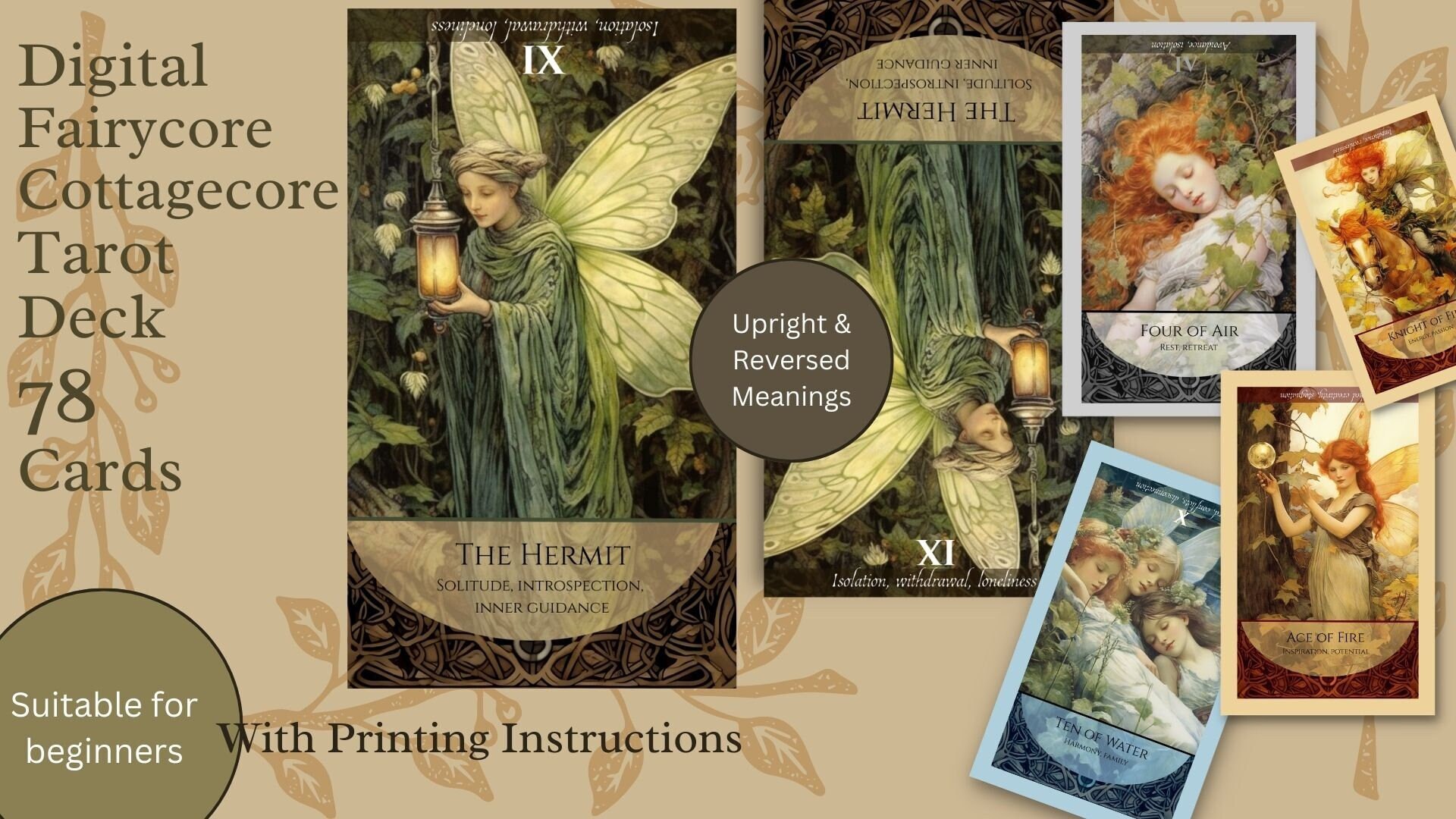 DIGITAL Enchanted Fairies Tarot Deck - 78 Cards - Cottagecore Fairycore ...