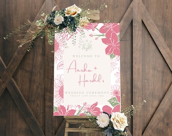 Welcome Sign | Customize & Download Instantly | South Asian, Indian, Punjabi, Pakistani Wedding | Sangeet, Haldi, Maiyan, Choora, Mehndi