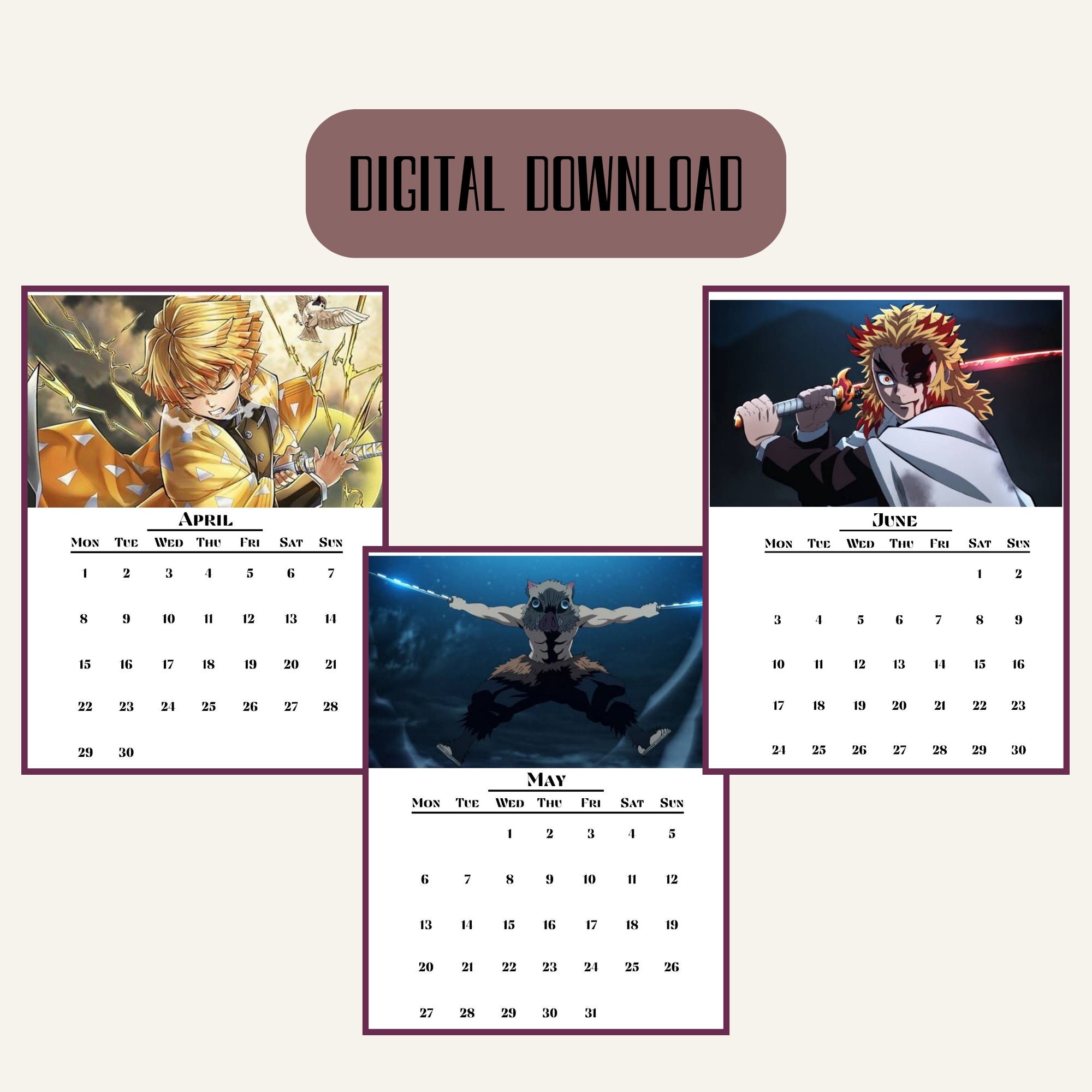 Anime Calendar 2024 Templat | PosterMyWall-demhanvico.com.vn