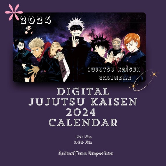 2024 Anime Calendar Jujutsu Kaisen Anime Calendar Digital Downloadable  1920x1080 Pixel Design 
