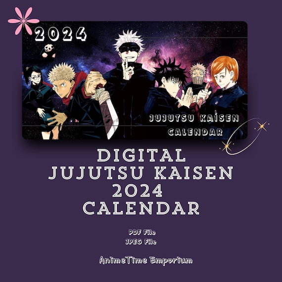 2024 Anime Calendar Jujutsu Kaisen Anime Calendar Digital Downloadable  1920x1080 Pixel Design 