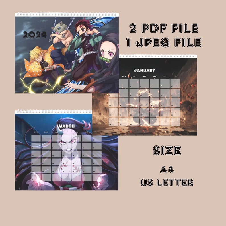 2024 Anime Calendar Demon Slayer 2024 Printable Wall Etsy Australia