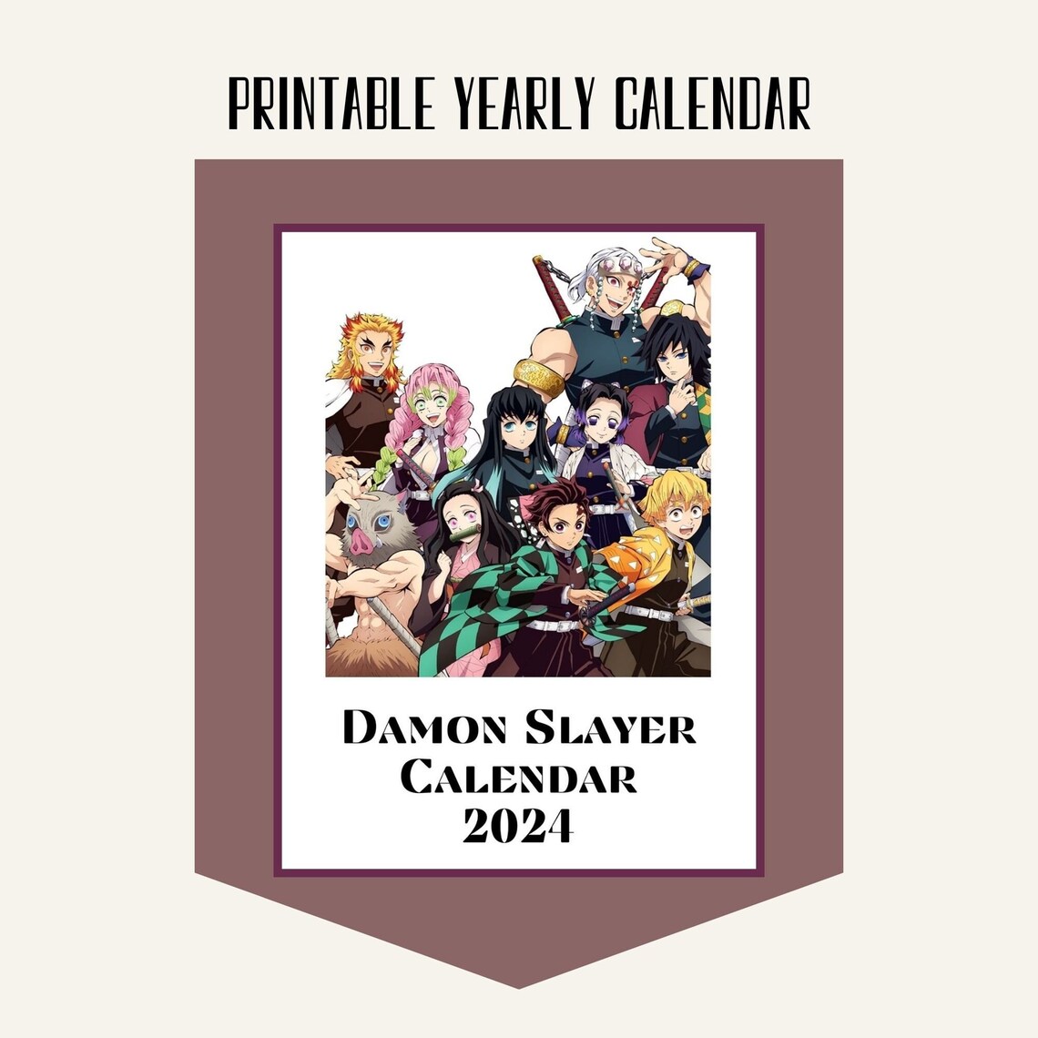 Printable Anime Calendar 2025 Printable Monthly Calendar Etsy