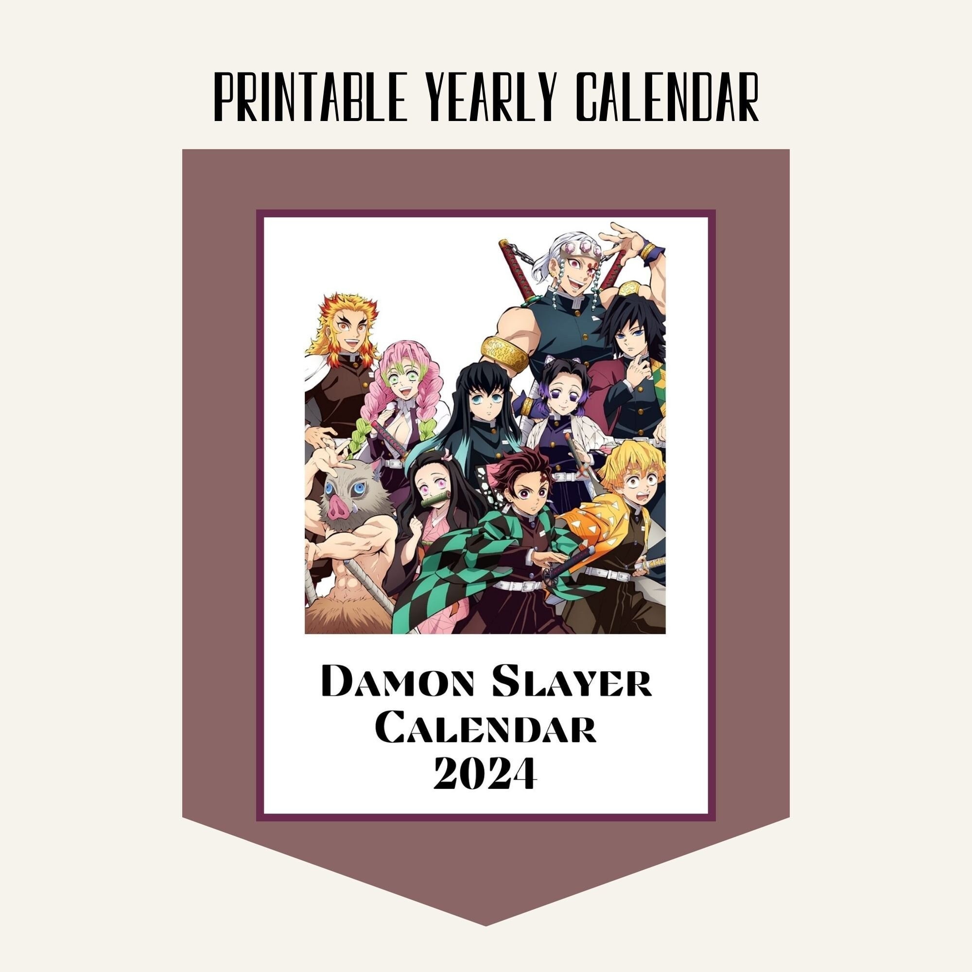 Printable Anime Calendar 2024 Printable Monthly Calendar Etsy