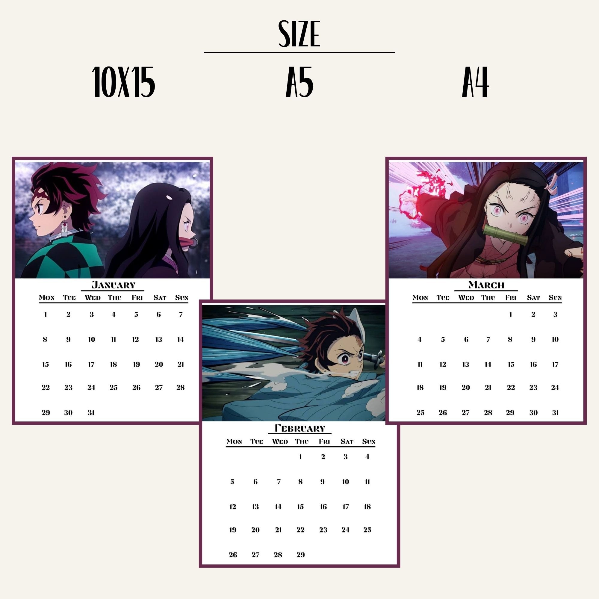 Printable Anime Calendar 2024 Printable Monthly Calendar Anime Themed