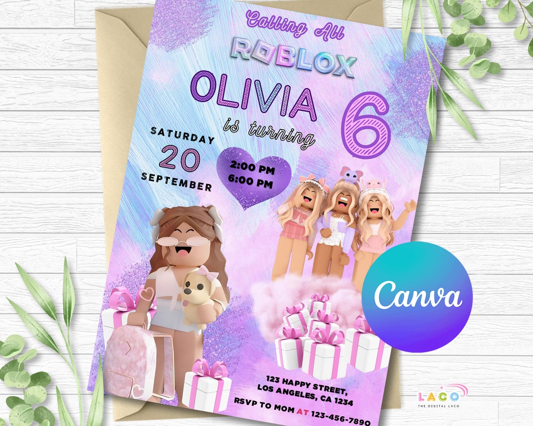 Digital Roblox Birthday Invitation Template 4 X 6 OR 5 X 7, FREE