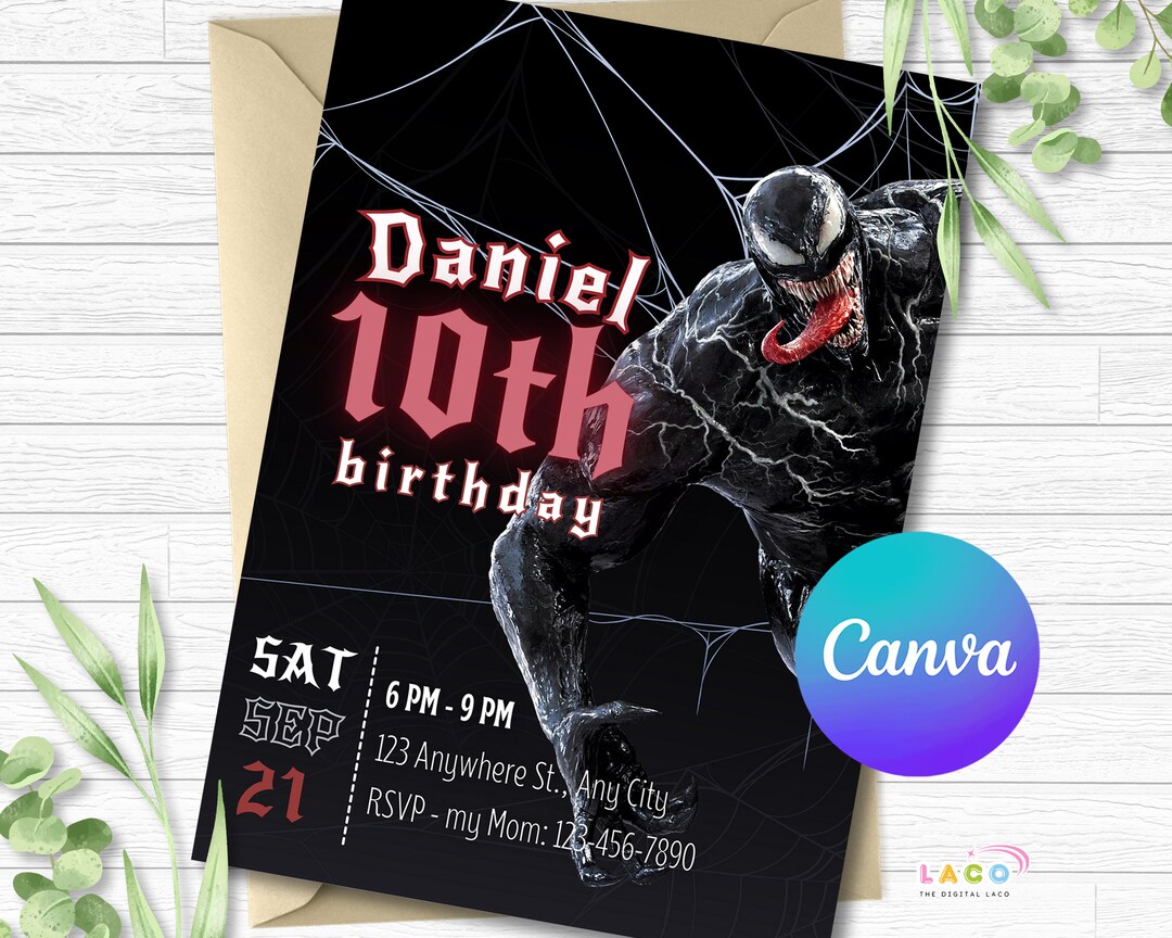 Venom Birthday Invitation, Venom Invitation , Venom Invites , Birthday