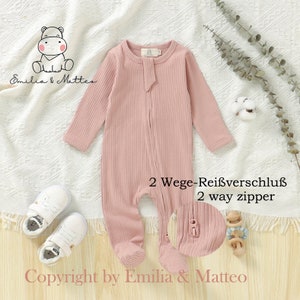 Bio Baumwolle Strampler mit Mütze zwei-Wege-Reißverschluß Babygeschenk Baby Schlafanzug-Set Frühchen 6 Monate Neugeborene Bild 7