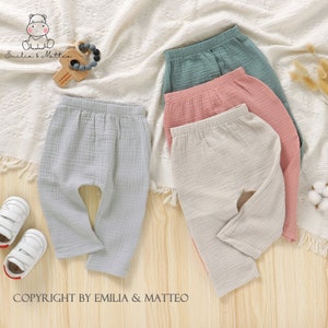 Muslin pants for babies and toddlers made from 100% organic cotton
