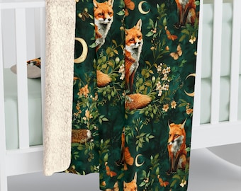 Manta Sherpa de zorro: acogedora manta de bosque, regalo de estilo cottagecore con un toque místico de bosque