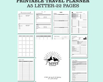Travel planner Printable, Travel itinerary printable, Travel journal, Vacation planner templates digital, Family trip planner a5 insert
