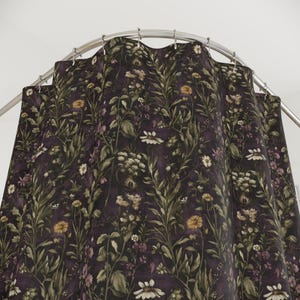 Dark Cottagecore Shower Curtain: Vintage Botanical Apothecary Decor