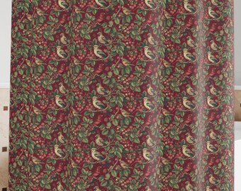 Cortina de ducha con diseño de pájaros botánicos, estilo William Morris: Baño Art Nouveau