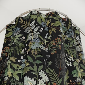 Shower Curtains Dark Moody Floral Fern Bathroom Decor, Bath Accessories Botanical Cottagecore, Green Vintage Aesthetic Art Deco, Bohemian