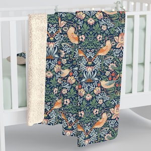 William Morris Sherpa Decke: Erdbeerdieb Patchworkdecke, Cottagecore Dekor