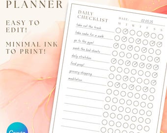 Editable Daily Checklist, Weekly Checklist, Daily Task, Weekly To do List, To do List, Daily Routine, Weekly Task Planner