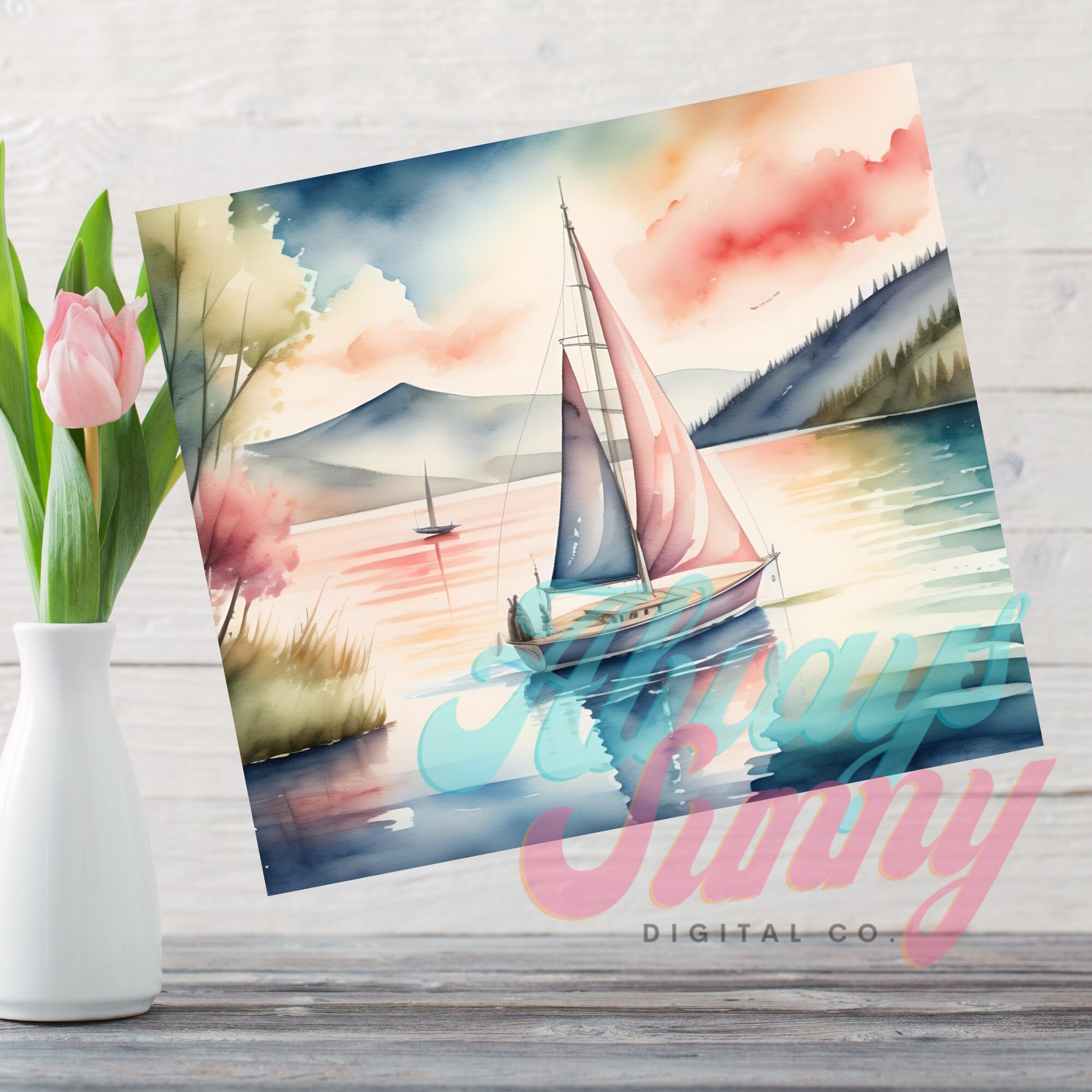 Sail Boat Tumbler Wrap Design Png 20 Oz Skinny Sublimation - Etsy
