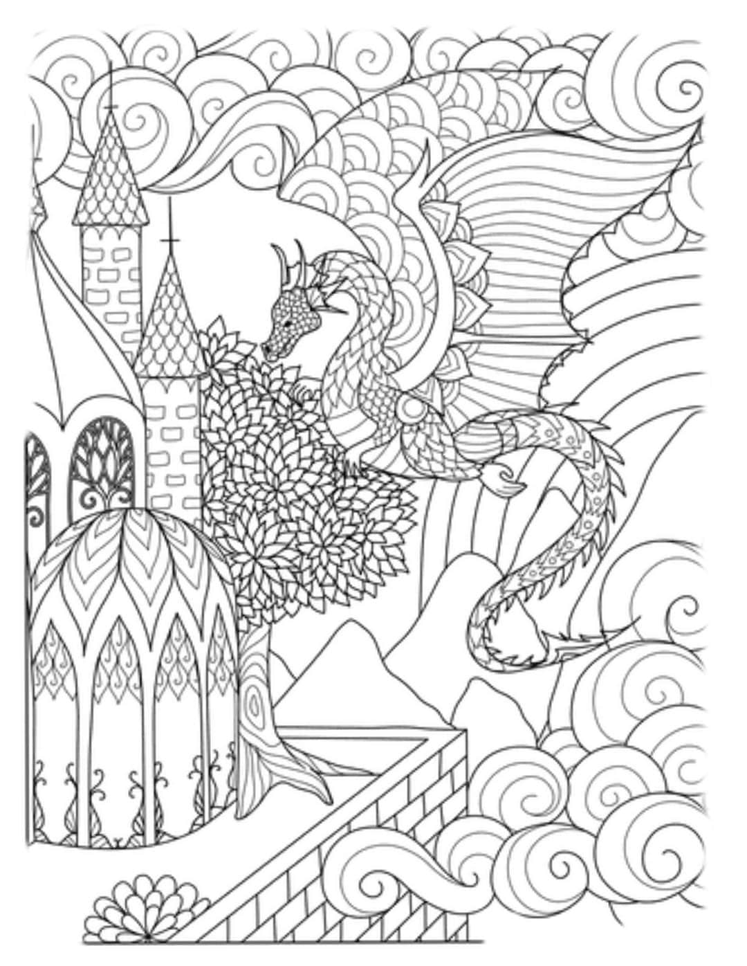Printable Adult Dragon Coloring Pages Indian Handmade Pencil - Etsy