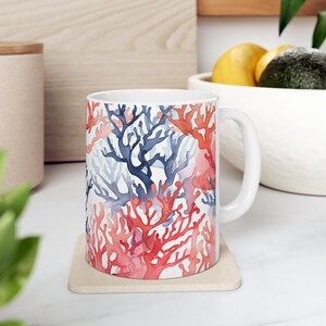 Ocean Mug, Coral Reef, Summer Coffee Mug, Beach Colorful Ocean Bottom, Watercolor Coral Reef, Beach House, Coffee, Tea Mug 11oz, Accent Mug
