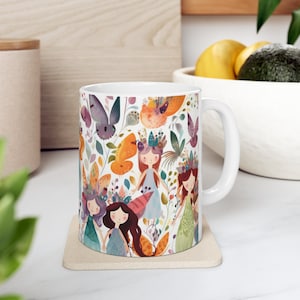 Watercolor Magical Fairies Coffee Mug, Watercolor Fairy Coffee Cup, Gift for Fairies Lover, Fantasy Fairy Coffee Mug, Mystical Coffee Mug