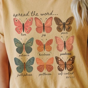 Spread the Word Butterfly T-Shirt,Aesthetic Christian, Tee,Bible Tee,Butterfly Top,Butterfly Lover Gift,Scripture Shirts,Religion Shirt,Pray