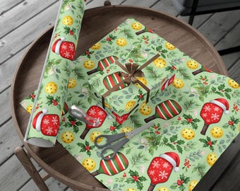Christmas Wrapping Paper w/ a fun Pickleball Christmas Design