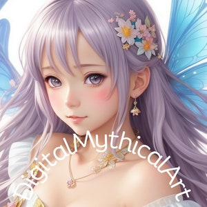 Póster de anime de hadas, hermosa chica angelical rosa, póster de niños bonitos, arte de pared, sala de estar, dormitorio, habitación infantil Fan2