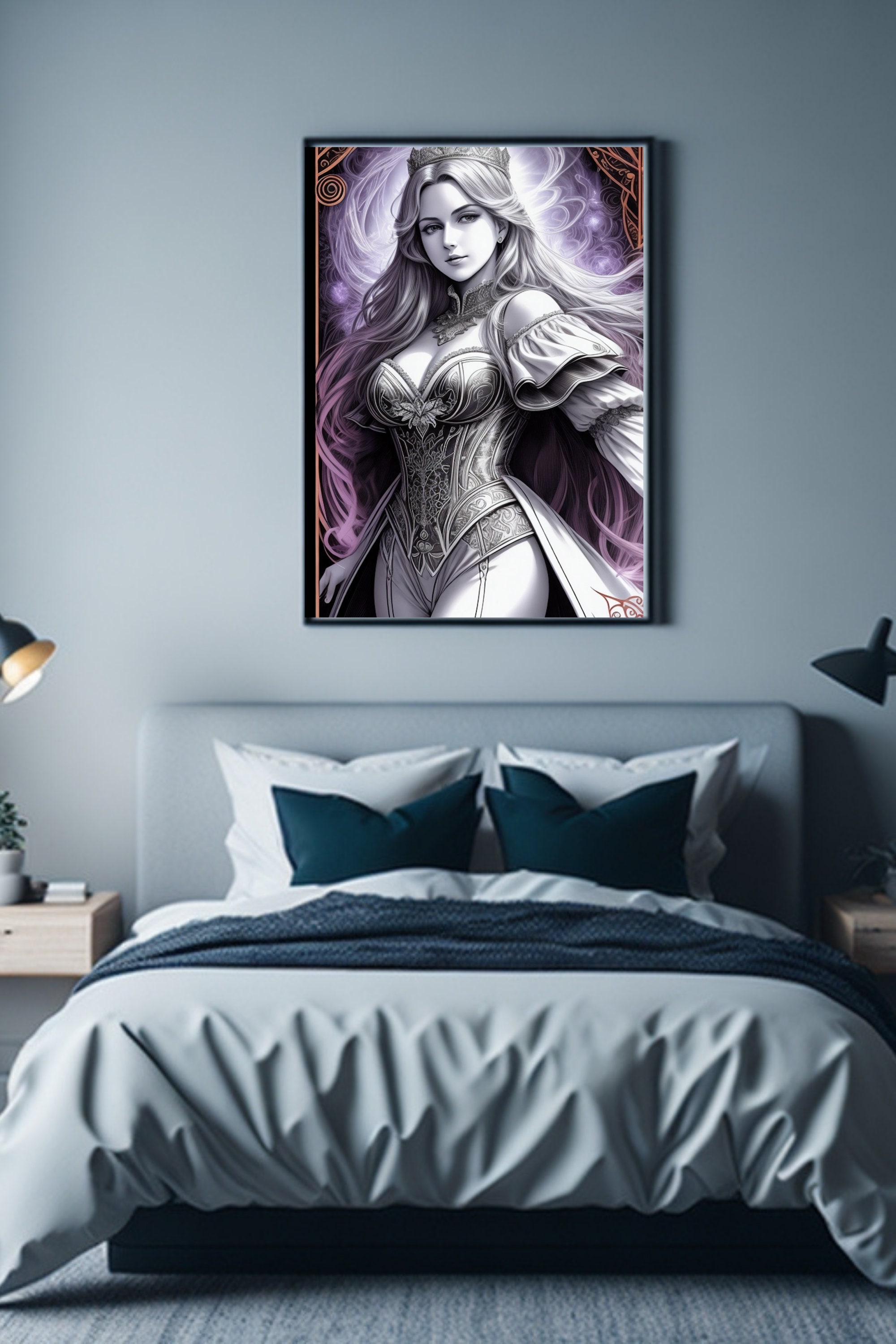 Majestic Ice Queen Poster, Purple and Silver Steam Punk Style, Wall Art ...