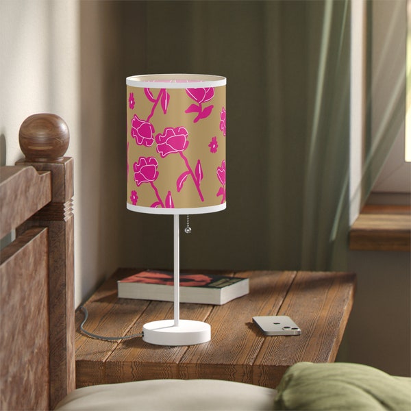 Tan and pink artwork Lamp on a Stand, US|CA plug