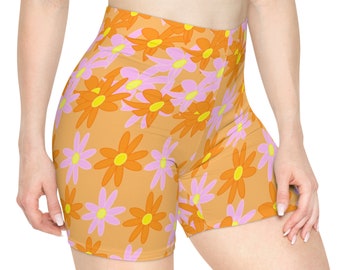 Groovy floral artwork Women's Biker Shorts (AOP)