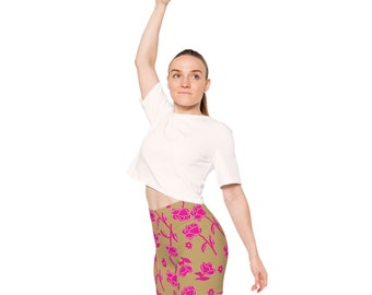 Tan and pink artwork Women's Biker Shorts (AOP)