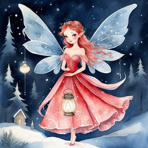 10 Christmas Fairy Clipart JPG, Holiday Ephemera, Watercolor Clipart, Scrapbook Images, Instant Download, Paper Pack, Commercial Use