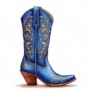 Royal Blau & Gold Cowboy Boots, Western Glam Decor, Cowgirl Party, Kommerzielle Nutzung, Papiermodelle, Scrapbooking, Junk Journal