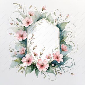 Wildflower Frame Clipart Bundle - Bordo floreale ad acquerello - Set di 10 JPG Digital Download per artigianato e inviti