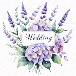 Descarga digital del escudo de boda en acuarela, 10 archivos JPG: elegante clipart en malva y verde salvia para diseños de bodas atemporales