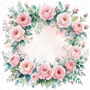 10 Watercolor Elegant Wedding Rose Invitation With Delicate Floral ...