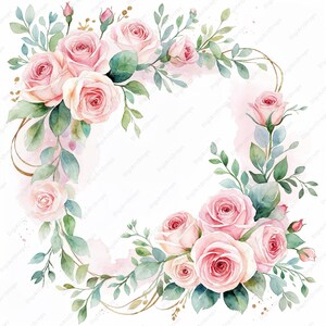 10 elegante Hochzeitseinladungs-Roseneinladung des Aquarells mit zarten Blumenrand JPGs