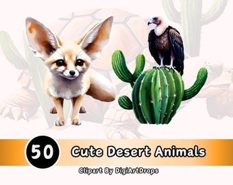 Desert Animals Clipart Bundle, Kids Decor (Digital Art)