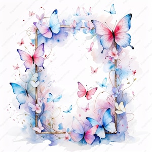 Aquarell Hochzeitskamm Digitaler Download 10 JPGs - Schmetterling Garten Blumen Clipart Skurril Hochzeit Briefpapier DIY Projekte