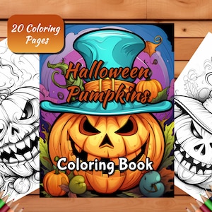 Pumpkin Coloring Pages for Kids and Adults 20 Page Halloween Pumpkin Coloring Book Fall Coloring Scary Spooky Digital Download Printable Pdf