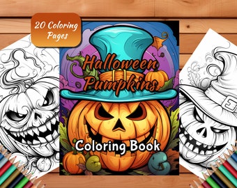Pumpkin Coloring Pages for Kids and Adults 20 Page Halloween Pumpkin Coloring Book Fall Coloring Scary Spooky Digital Download Printable Pdf