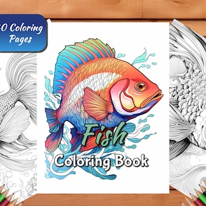 Fish Coloring Pages for Adults and Kids 30 Sheet Fish Coloring Ocean Aquatic Book Digital Download Printable Pdf Garden Nature Theme