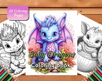 Baby Dragon Coloring Pages Dragons for Adults and Kids 26 Page Baby Dragons Coloring Book Enchanted Digital Download Printable Pdf