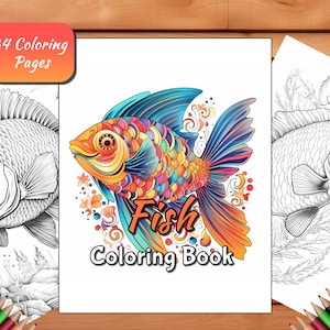 Fish Coloring Pages for Adults and Kids 34 Sheet Fish Coloring Book Ocean Aquatic Digital Download Printable Pdf Garden Nature Theme