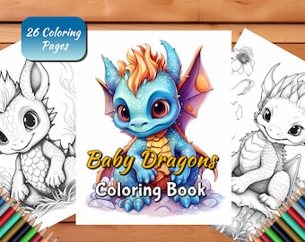 Baby Dragon Coloring Pages Dragons for Adults and Kids 26 Page Baby Dragons Coloring Book Enchanted Digital Download Printable Pdf