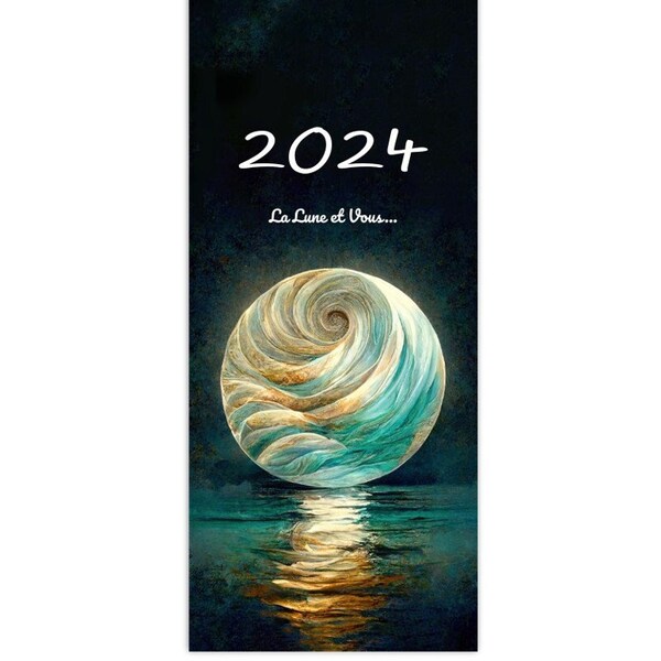 Calendrier 2024 "Lune Fantaisiste : La Lune et Vous" & citations inspirantes | 12 Magnifiques Illustrations | Cadeau Unique | FRANCAIS